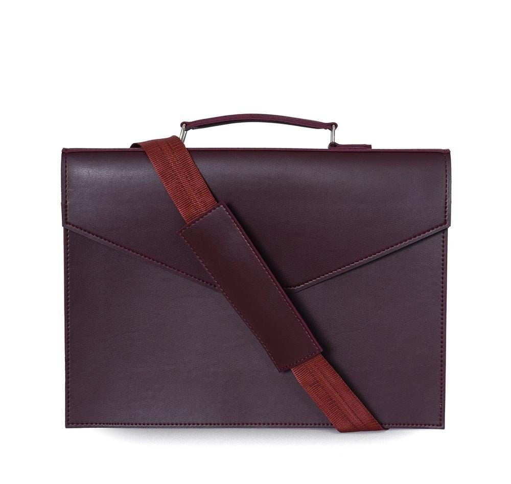 Brooks Synthetic Leather Laptop Bag Maroon