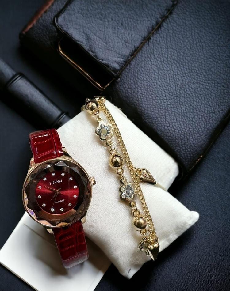 Women's Classic Analogue Watch And Bracelet