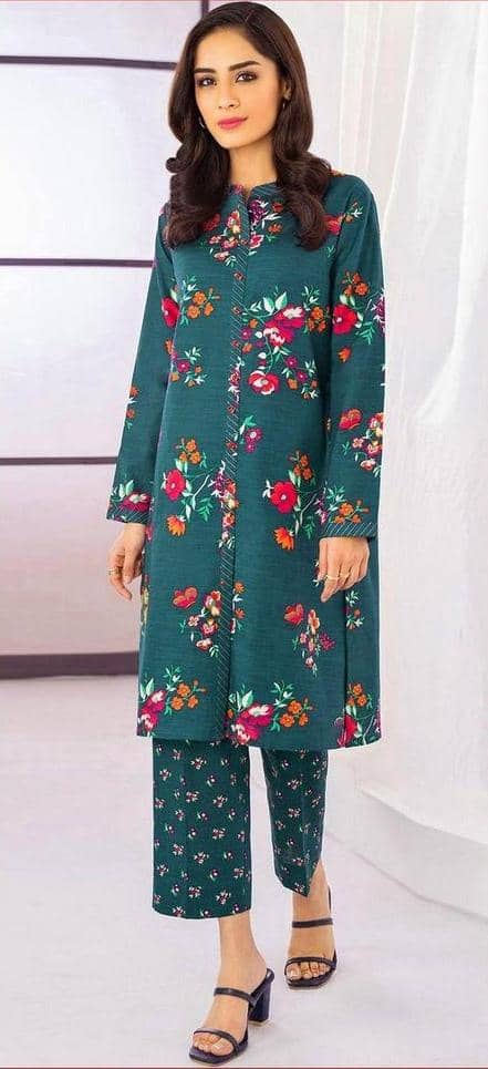 2 Pcs Women's Unstitched Lawn Embroidered Suit