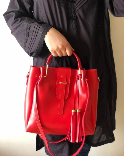 3 Pcs Women's PU Leather Handbag Red